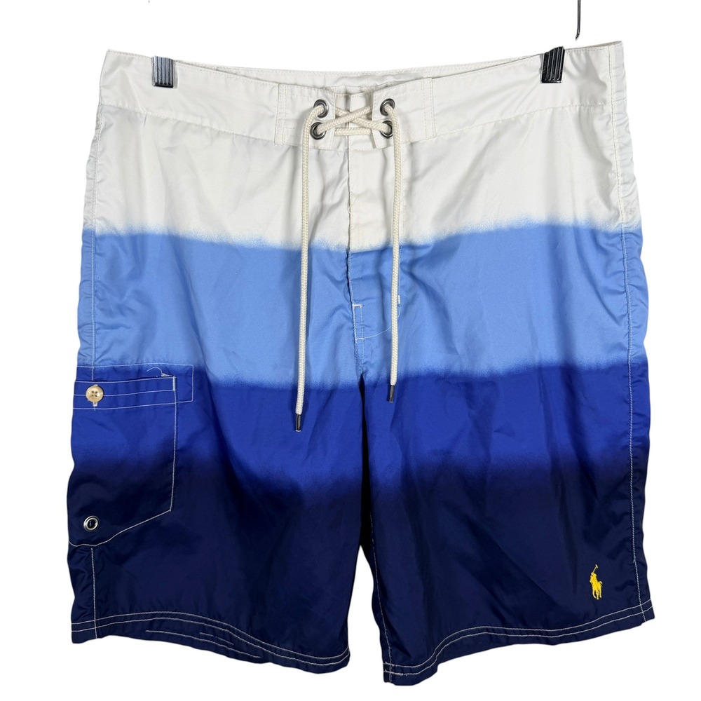 Polo Ralph Lauren Swim Trunks Mens 32 Blue Ombre Gradient Board Shorts‎